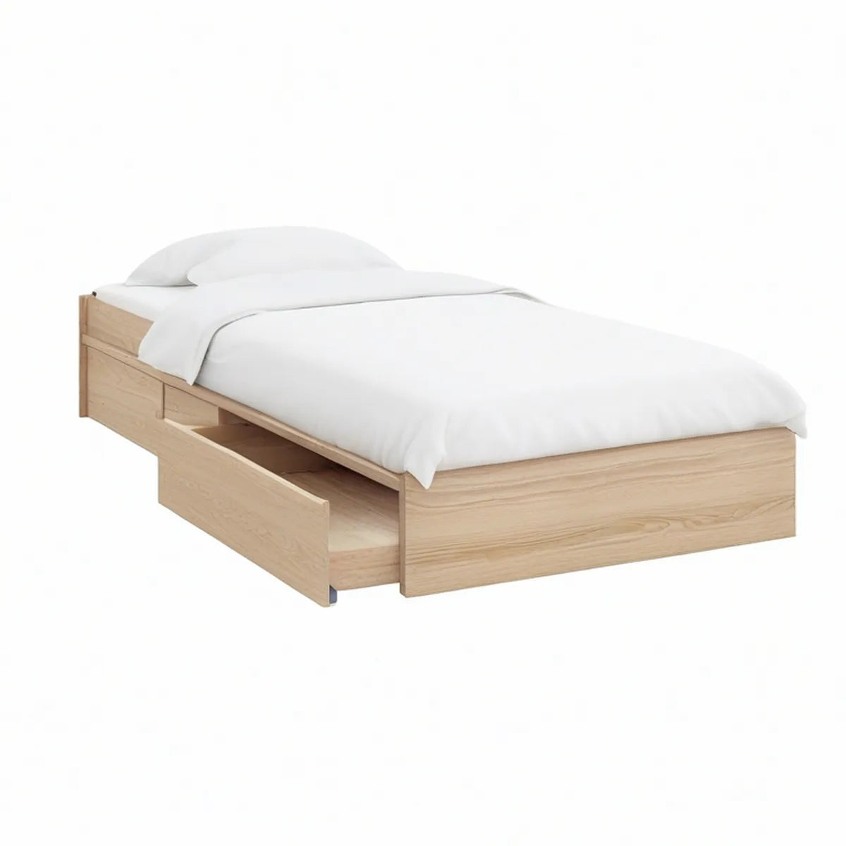 Cama Individual com 2 Gavetas em Carvalho Claro 90 x 190 cm