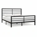 Cama de Casal em Aço Preta para Colchão 140 x 190 cm