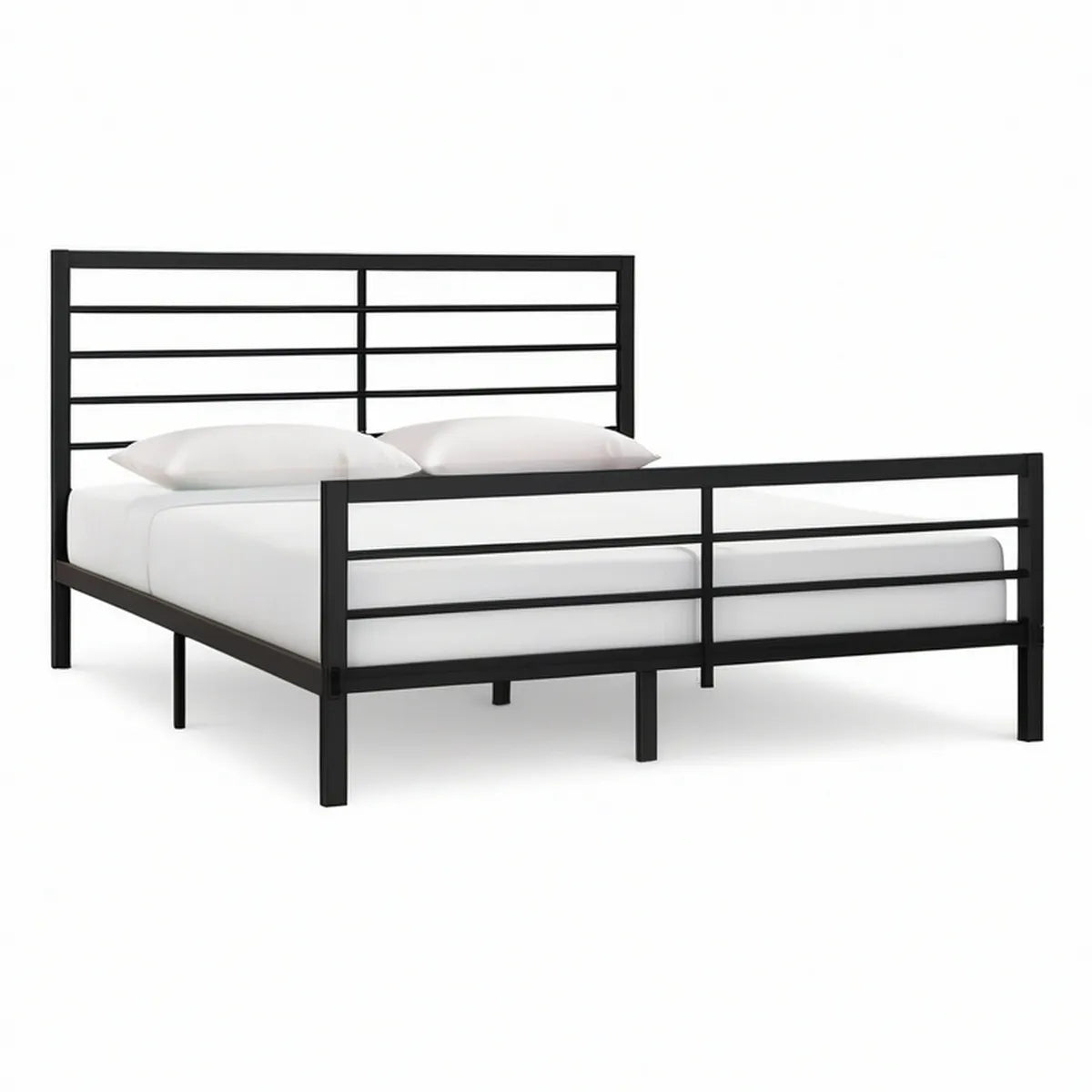 Cama de Casal em Aço Preta para Colchão 140 x 190 cm