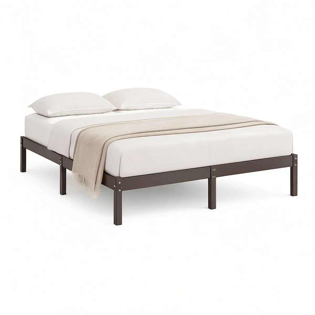 Estrutura para Cama de Casal 160 x 200 cm em Aço Carbono Castanho Escuro