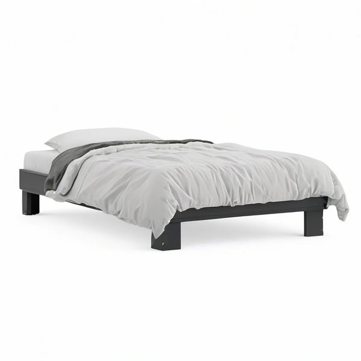 Estrutura de Cama sem Cabeceira em MDF Preto para Colchão 160 x 200 cm