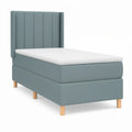 Cama individual estofada 90 x 200 cm em poliéster azul acinzentado