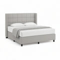 Cama de Casal Estofada Cinzenta e Preta para Colchão 160 x 200 cm