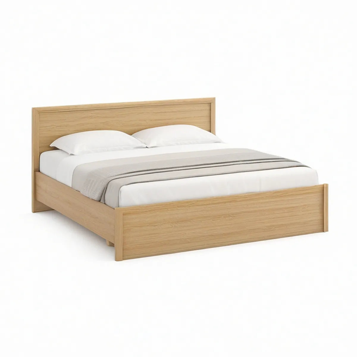 Cama de Casal em MDF Carvalho Claro para Colchão 160 x 200 cm