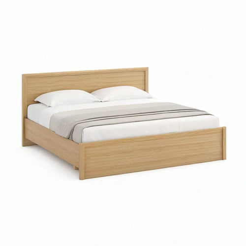 Cama de Casal em MDF Carvalho Claro para Colchão 160 x 200 cm