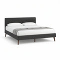 Cama de Casal Estofada Cinzento-Escuro 160 x 200 cm