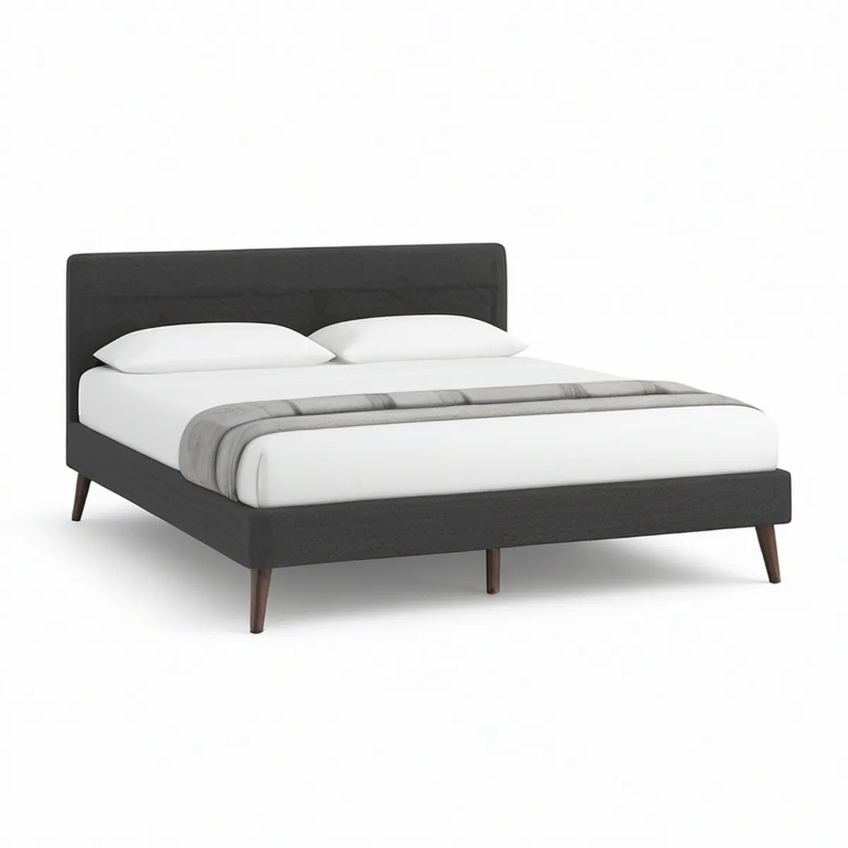 Cama de Casal Estofada Cinzento-Escuro 160 x 200 cm