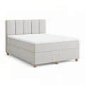 Cama de Casal Estofada Bege Claro 160 x 200 cm com Cabeceira Acolchoada