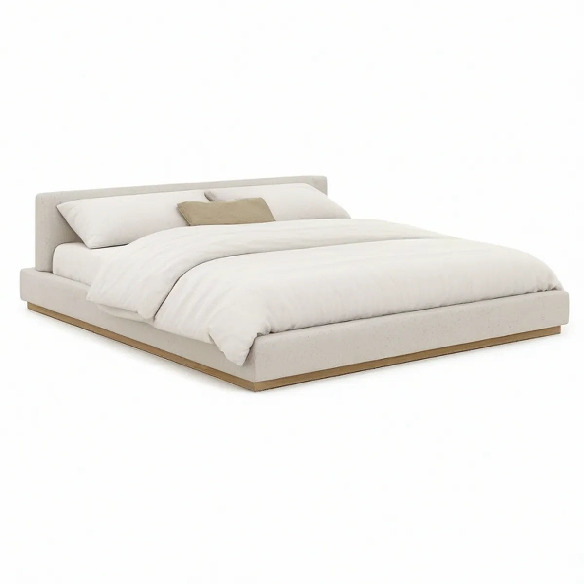 Cama de Casal Estofada Bege e Dourado para Colchão 160 x 200 cm, 178 x 220 x 100 cm