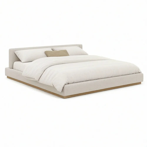 Cama de Casal Estofada Bege e Dourado para Colchão 160 x 200 cm, 178 x 220 x 100 cm