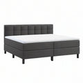 Cama Box Estofada com Colchão 160 x 200 cm em Cinzento-Escuro e Branco