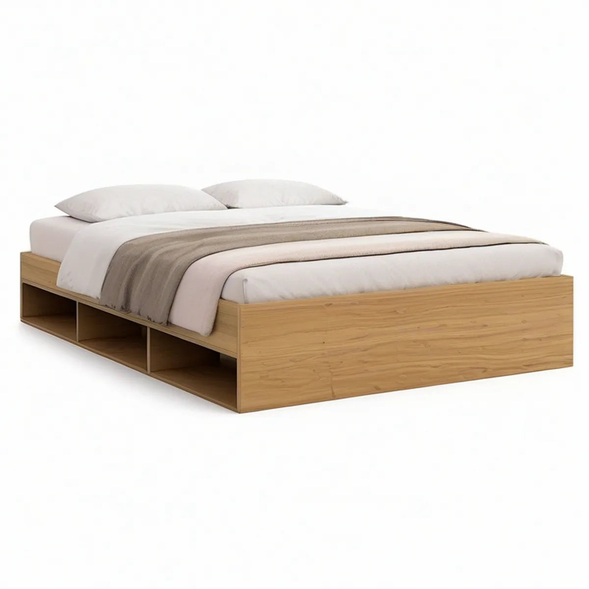 Cama de Casal com Arrumação Lateral 160 x 200 cm em Carvalho Natural