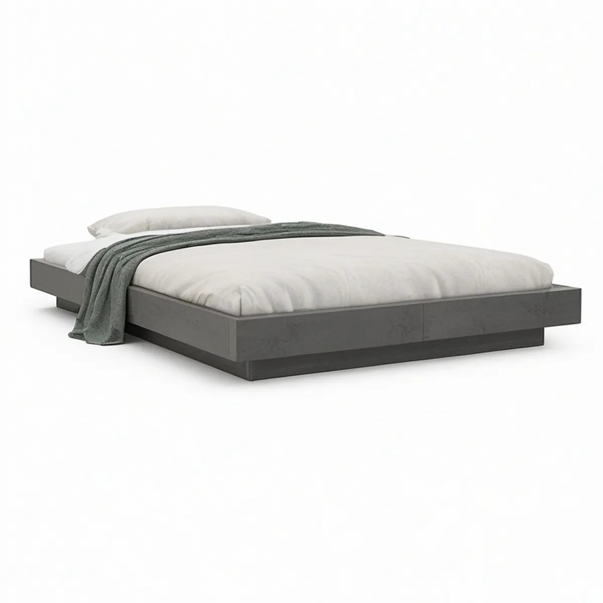 Estrutura de Cama de Casal Plataforma 160 x 200 cm em MDF Cinzento-Antracite